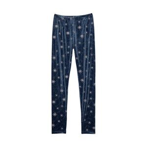 PEEK Girl's Glitter Print Velour Leggings 12 Blue Silver